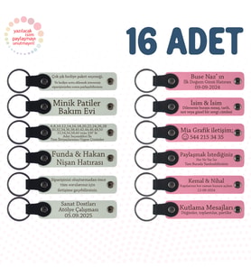 Beyaz & Pembe, Bisiklet Turu Ekibine Veda Anısı, 16’li Set, İsim Yazılı Anlamlı Deri Hediyelik