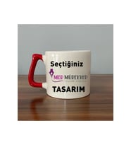 Seçtiğin mor mürekkep tasarım & İsim Kırmızı Kulplu D Kupa