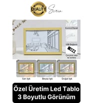 Özel Üretim Tasarım 3 Renk Mod Işıklı Retro Tablo Led Dekoratif Kare Masaüstü Gece Lambası Usb