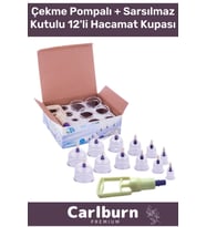 Çekme Vakum Pompalı Sarsılmaz Kutulu Selülit Yağ Çatlak Giderici Masaj Aleti 12'li Hacamat Kupa Seti