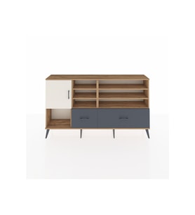 Arges Konsol 8 Raflı 2 Çekmeceli Tek Kapaklı  176x30x99 Çam-Aytaşı/Antrasit