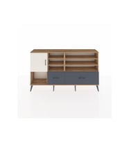 Arges Konsol 8 Raflı 2 Çekmeceli Tek Kapaklı  176x30x99 Çam-Aytaşı/Antrasit