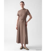 LCW Comfort Bej Dik Yaka Kemerli Elbise
