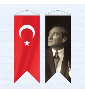 Atatürk Posteri ve Türk Bayrağı Kırlangıç 70x200 cm-6