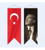 Atatürk Posteri ve Türk Bayrağı Kırlangıç 70x200 cm-6