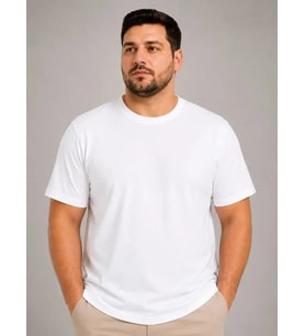 Erkek Battal Big Size Basic Tişört Bisiklet Yaka Rahat Kalıp T-Shirt - Beyaz