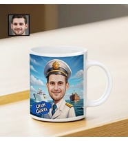 Kişiye Özel İsimli Kaptan Temalı Karikatür Kupa Bardak