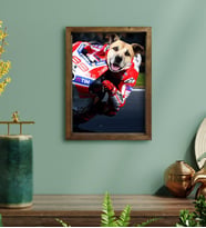 Evcil Dostlara Özel MotoGP Tasarımlı Portre Doğal Masif Ahşap Çerçeveli Tablo 30x40cm-4