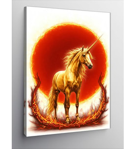 Kanvas Tablo Alevli Unicorn ve Büyü