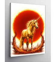 Kanvas Tablo Alevli Unicorn ve Büyü