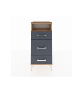 Arges Komodin Tek Raflı 3 Çekmeceli 44x30x96 Çam-Antrasit