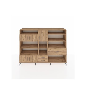Hyperion Dolap 13 Raflı 3 Çekmeceli 5 Kapaklı 220x44x163 Çam-Çam