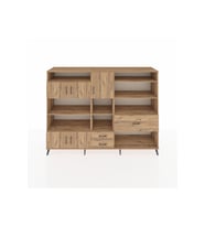 Hyperion Dolap 13 Raflı 3 Çekmeceli 5 Kapaklı 220x44x163 Çam-Çam