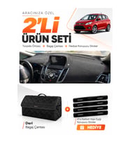 e-biz FORD C-MAX (2010-2014) DOUBLE EKRAN Uyumlu Torpido Örtüsü + Deri Bagaj Çantası - Siyah - FO001
