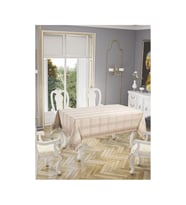 Dantelli Keten Efektli Leke Tutmaz Lüks Masa Örtüsü 160x220 Cm Bej (Çok Renkli)