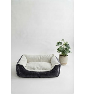 Yumuşak ve Konforlu Gri Beyaz Pofuduk Kedi ve Köpek Yatağı 60x45 cm