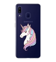 Samsung Galaxy M10s Kapak Unicorn Tasarımlı Şeffaf Silikon Kılıf