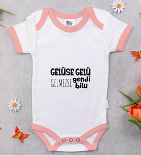 BK Kids Gelüse Gelü Tasarımlı Pembe Bebek Body Zıbın-1