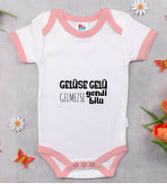 BK Kids Gelüse Gelü Tasarımlı Pembe Bebek Body Zıbın-1