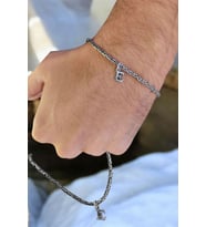 925 Ayar Gümüş 2 mm Harfli Yuvarlak Kral Bileklik