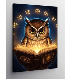 Kanvas Tablo Kitap Okuyan Baykuş