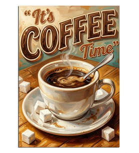 It's Coffee Time Sıcak Kahve Fincanı Dekoratif Kanvas - Mdf Ahşap Tablo