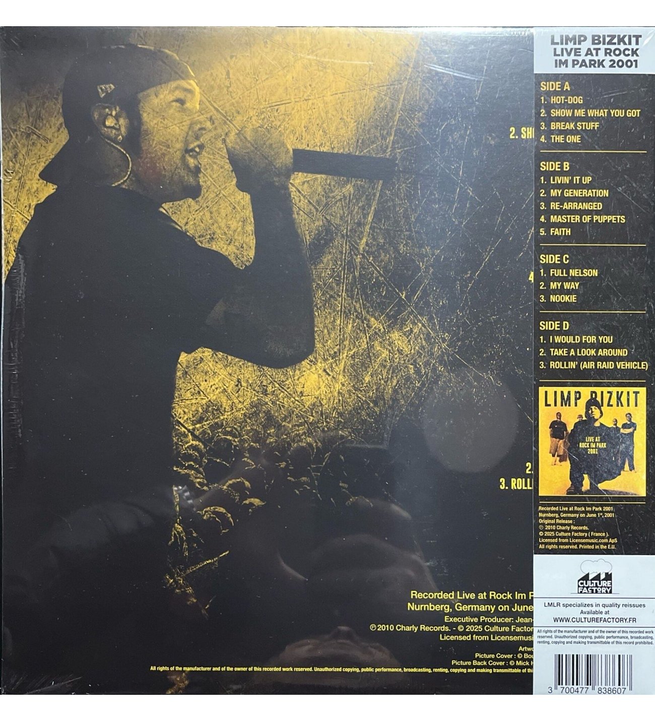 Limp Bizkit Live At Rock Im Park 2001 Double Siyah LP Plak