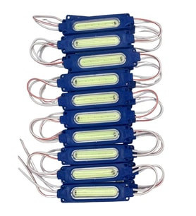 10 Adet 12 Volt 2 Watt Turkuaz Cob Led Modül IP65