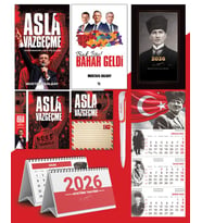 Asla Vazgeçme - Ayraç - Kartpostal - Poster Ve Bak İşte bahar Geldi -  2026 Ajanda Kalpaklı - Ay Yıldız Duvar Takvimi - Masa Takvimi