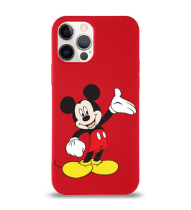 Apple iPhone 12 Pro  Lansman Kılıf Mickey Mouse Tasarımlı Altı Kapalı İçi Kadife Kaplı  Kapak (Şeffaf)