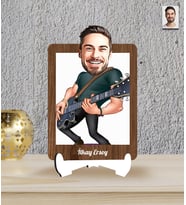 Kişiye Özel Gitarist Temalı Karikatür Ahşap Biblo