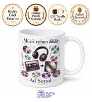 CD Koleksiyonu Temalı Nostaljik Baskılı Kupa Bardak Müzik Hediye