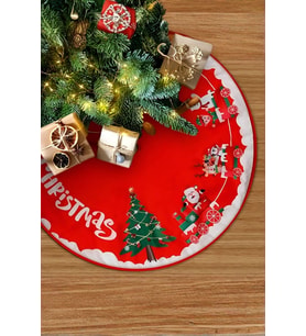 Yılbaşı Süsü Dekoratif Kırmızı Noel Ağacı Etek Şalı – 60 cm Yılbaşı Süsleme Kumaşı