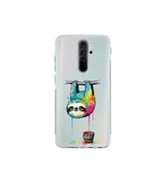 Redmi Note 8 Pro ile Uyumlu Splash Tembel Hayvan Tasarımlı Şeffaf Silikon Kılıf