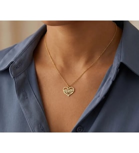 Kişiye Özel Kalp Model Mama Kolye 925K Gümüş (Gold) Anneler Günü Hediye Takı