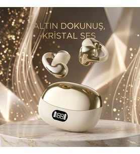 Open Ear TWS Spor Kulaklığı, Düşmeyen Tasarım ve Dijital Ekranlı Premium Bluetooth Kulaklık