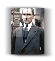 Cam Tablo - Atatürk Vintage - Tablo - Duvar Dekorasyonu - Ofis Dekorasyonu - Duvar Tablo - Mustafa Kemal Paşa - Ev & Yaşam - Hediye (Siyah)