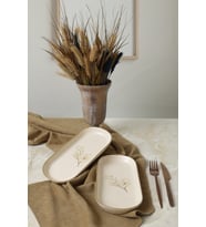 Şık Taupe Bloom Noyan Kayık Tabak 26 cm 2'li Set