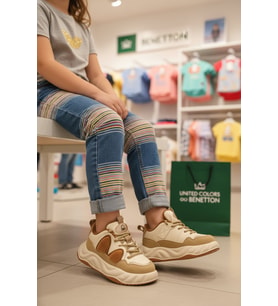 United Colors Of Benetton Bej Bağcıklı Hafif Esnek Unisex Çocuk Spor Ayakkabı BN-12056 P