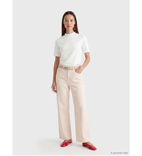 LCW EVERYDAY Pembe Beli Kemerli Wideleg Kadın Jean Pantolon