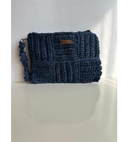 El Yapımı Kadın Mavi Clutch Çanta