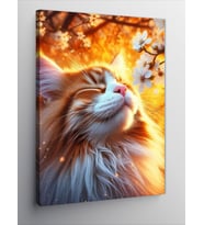 Kanvas Tablo Çiçek Ve Kedi