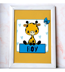 Ezgoola Kız & Erkek Bebek Odası Koleksiyonu / Zürafa Boy / Yeni Doğan Hediyesi  / Bebek Hediyesi / Pembe & Mavi Pastel Duvar Rekoru / Tatlı Hayvanlı Bebek Odası Posterleri / Hediye / Poster (Beyaz)