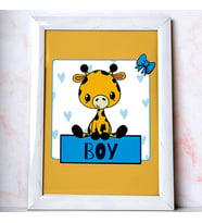 Ezgoola Kız & Erkek Bebek Odası Koleksiyonu / Zürafa Boy / Yeni Doğan Hediyesi  / Bebek Hediyesi / Pembe & Mavi Pastel Duvar Rekoru / Tatlı Hayvanlı Bebek Odası Posterleri / Hediye / Poster (Beyaz)