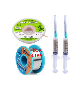 Soldering Wıre 63 Sn-37 Pb Lehim Teli 40 Gr. 03 Mm Flux Lehim Toplama Lehim Emme Fitili 1,5mm Seti 3in1arada St01