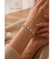 Zeta Jewel 925 Ayar Gümüş Çiçek Motifli Taşlı Kadın Bileklik - Zarif ve Şık Tasarım