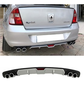 Renault Clio Symbol Gri Difüzör 4 Krom Egzoz Görünümlü Difizör Arka Ek Body Kit 2000-2012