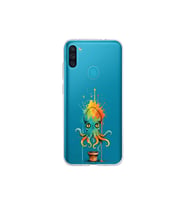 Samsung Galaxy M11 ile uyumlu Splash ahtapot tasarımlı şeffaf silikon kılıf