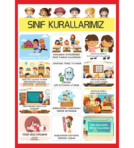 Sınıf Kuralları A3 Pvc Kaplı 30x42 Cm Afiş