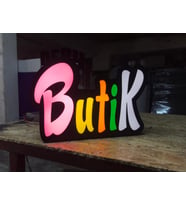 Butik Yazılı Tabela 3D Led Neon Etkili Işıklı Tabela 30X45 CM Tek Taraflı
